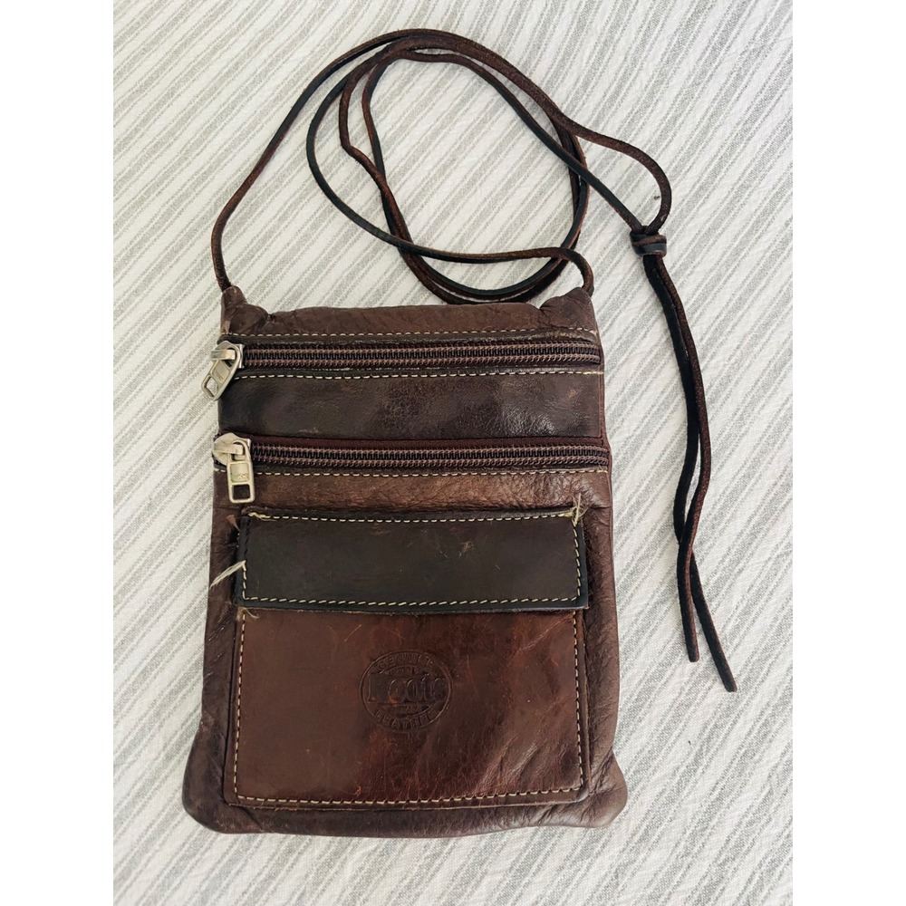 Roots Genuine Leather Crossbody Bag Dark Brown Small Travel Pouch Pockets Canada